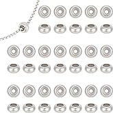 UNICRAFTALE About 50pcs Rondelle Stopper Beads with Rubber Inside Metal Loose Beads 2mm Hole Stainless Steel Bead Spacers for Jewelry Making Findings DIY Stainless Steel Color