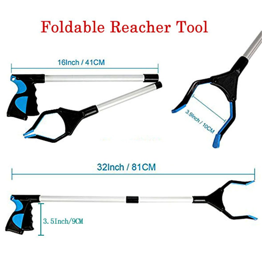 Foldable Reacher Grabber Tool, Vipe 2pcs Ergonomic Lightweight Reaching Aid Reacher Tool Long Arm Reaching Claw Hand Grabber Trash Pickup Tool, 32'': Industrial & Scientific