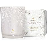 Thymes Frasier Fir Flocked Jar Candles – Holiday Scented Candles for Home with Notes of Crisp Siberian Fir, Cedarwood & Sandalwood – Luxury Home Decor Gifts for Women & Men (Votive, 2 oz)