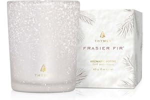 Thymes Frasier Fir Flocked Jar Candles – Holiday Scented Candles for Home with Notes of Crisp Siberian Fir, Cedarwood & Sandalwood – Luxury Home Decor Gifts for Women & Men (Votive, 2 oz)