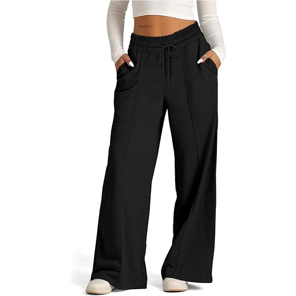 Pants for Women Trendy Casaul Stretch High Waisted Drawstring Wide