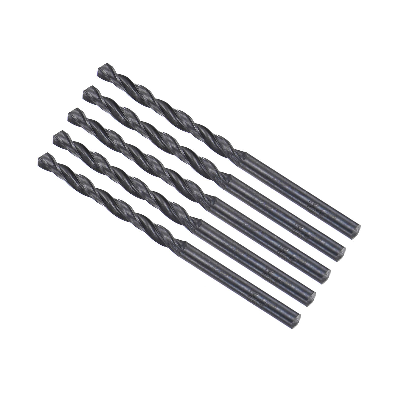 CoCud 6542 High Speed Steel Twist Drill Bits, 3.6mm Diameter 68mm Length, Black Oxide Straight Twist Jobber Drill Bit - (Applications: for Metal Woodwork Plastic Aluminum), 5-Pieces