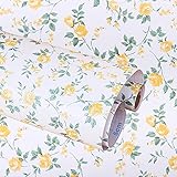 yazi Self-Adhesive PVC Shelf Liner Drawer Contact Paper,17x78 Inches, Yellow Peony