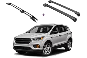 ERKUL Set of Roof Side Rails Rack + Cross Bars for Ford Escape 2013-2019 | Complete Roof Rack System | Rooftop Luggage Carrier | Designed for Bare Roofs | Black