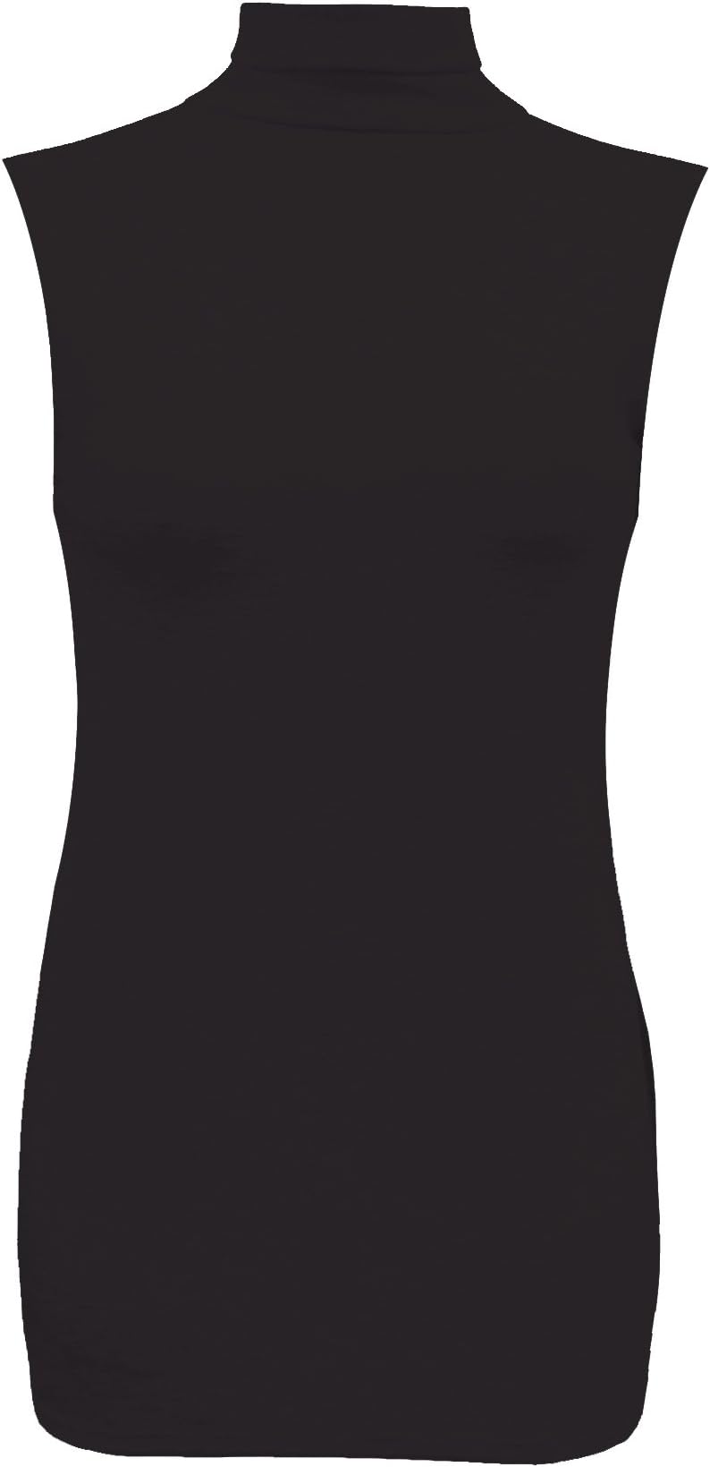 Body2Body Ladies Plain Polo Neck Womens Sleeveless Stretch Turtle Jersey Basic Tops Size UK 10-24
