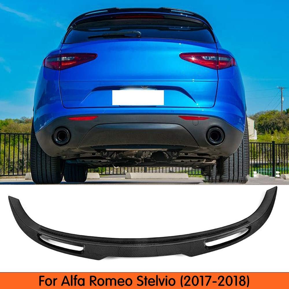 GLFDYC Black Car Rear Spoiler, for Alfa Romeo Stelvio 2017-2018 Boot Trunk Lid Wing, Universal Carbon Fiber Modified Roof Extension Lip