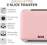 Tower Cavaletto 2-Slice Toaster Pink Rose Gold 850W Defrost Reheat view 2