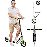 Adult Scooter - Folding, Adjustable Height, Big Wheels, Lightweight All-Aluminum Frame | Suitable for Teens 12+ | 265lbs Weight Limit