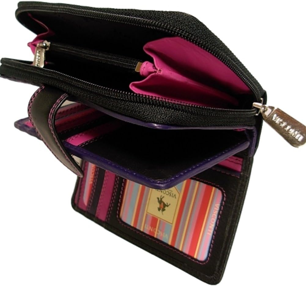 New ladies Visconti Rio black berry leather purse style R13, 14cm X Depth 3.5cm - Image 4