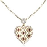 LUSTRE AND LIGHT Natural Gemstone with Moissanite Designer Heart Pendant Necklaces for Women in Silver/18K Yellow/Rose Gold Vermeil,Birthstone Jewelry Gift for Her Birthday,Anniversary,Christmas