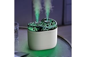 1200mL Portable Humidifier - Essential Oil & Flame Effect, 7 Color LED, Auto Off, Ultra Quiet - Black