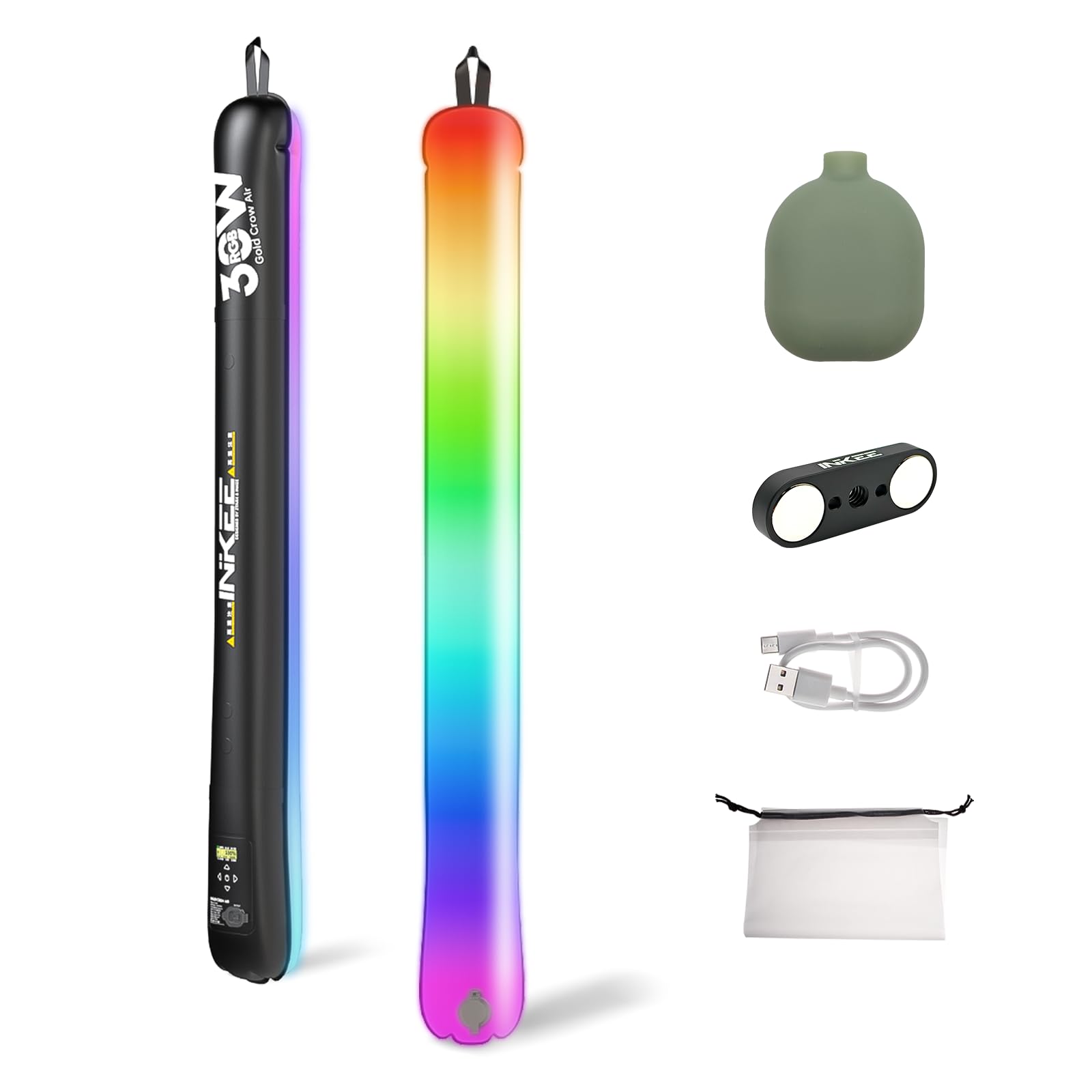 Photo 1 of INKEE GC30 RGB LED Tube Light 30W 35.5"/90cm Handheld Video Light, Waterproof Inflatable Photography Light with Magnetic Mount, 2000-10000K CRI 95+ for Filmmaking, Studio, YouTube, Content Creators