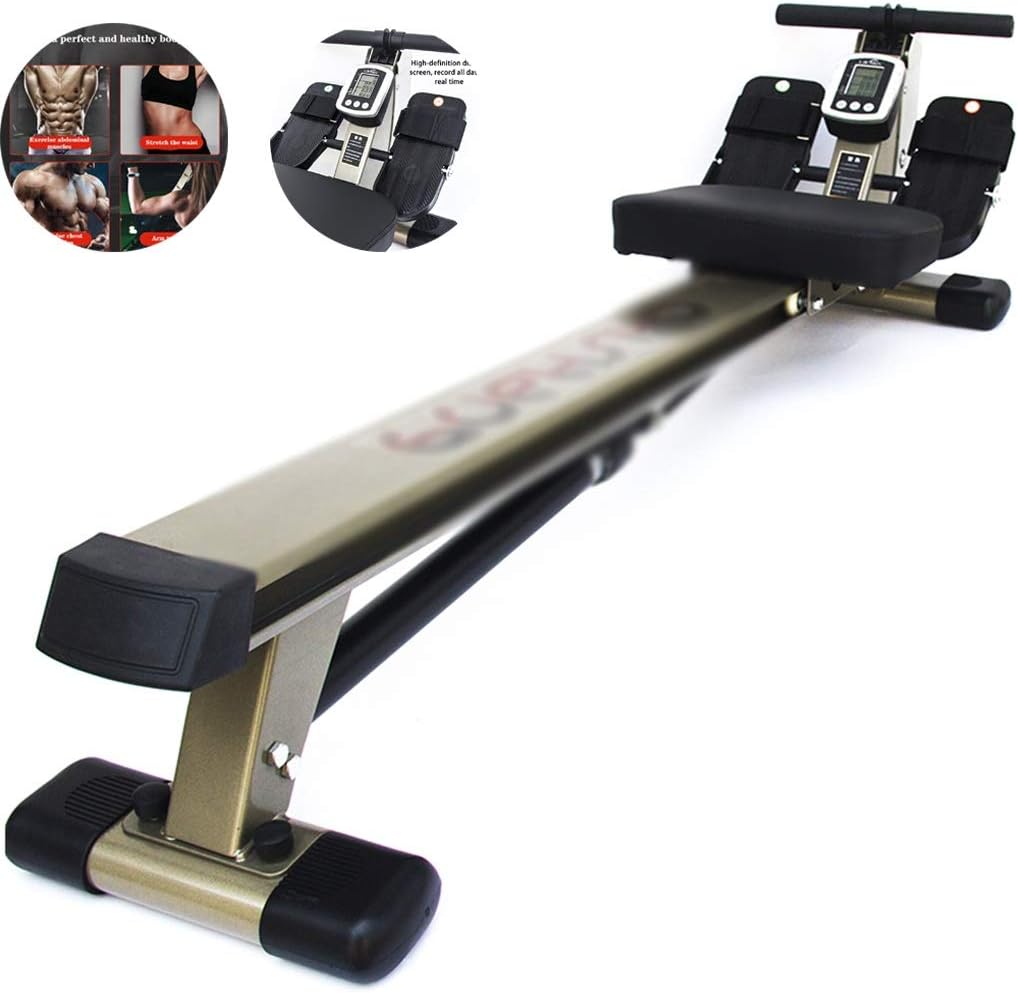 Rowing machine Rowing Machine For Home Use, Multifunctional Mute Rowing Device, Adjustable Sitting Posture Training Equipment, Bearing 150kg ( Color : Tyrant Gold , Size : 140*40*34cm )