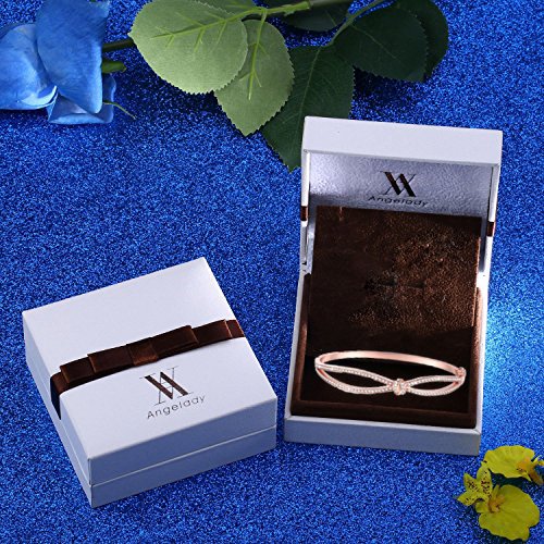 Angelady Women\'s Silver/Gold Plated Crystal Bracelets Mother\'s Day Gifts Swarovski White Gold Plated Adjustable Hinged Jewelry (2)