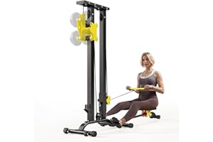 soges Multifunctional 4-in-1 Foldable High-Low Pull Trainer, Dumbbell Rack, Home Gym, Smith Machine, Rowing Machine, AB Wheel