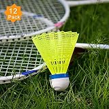 12-Pack Advanced Nylon Feather Shuttlecocks,77 Grains-High Speed Badminton Balls (Yellow,Nylon) with Great Stability and Durability,Indoor Outdoor Sports Hight Speed Training Badminton Shuttlecocks