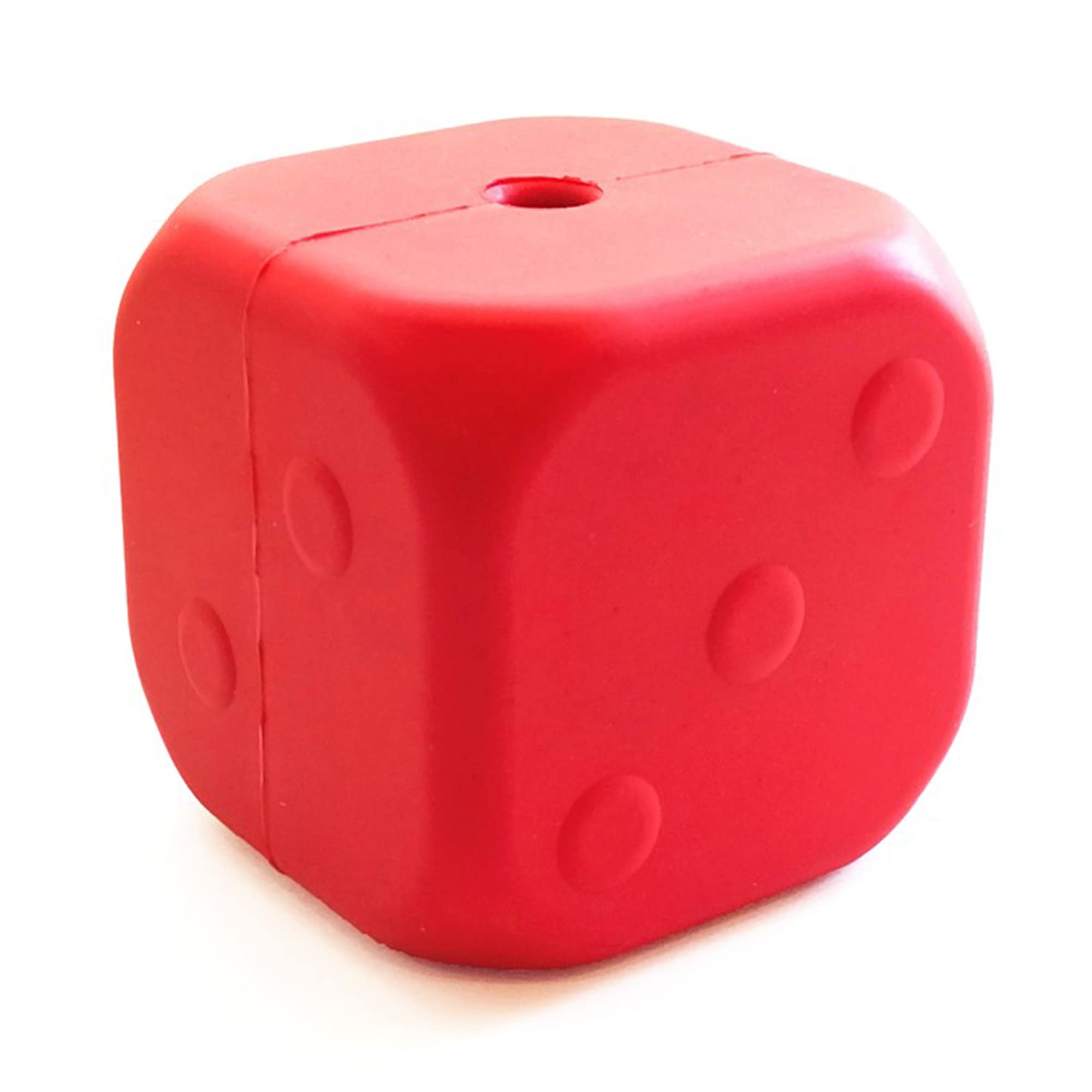 SodaPup MuttsKickButt Dog Toy - Natural Rubber Dog Chew Toy and Treat Dispenser for Aggressive Chewers in the Shape of a Dice, Guaranteed Tough, Made in USA, Large Red