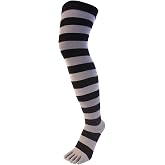 TOETOE - Essential Women Everyday Cotton Over-Knee Toe Socks (1 Pair) (US, Numeric, 4, 11.5, Regular, Regular, Black&amp;grey)