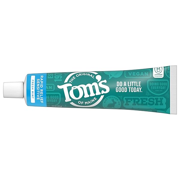 TOM’S OF MAINE FLUORIDE-FREE RAPID RELIEF SENSITIVE TOOTHPASTE, FRESH MINT, 4 OZ. 3-PACK (PACKAGING MAY VARY)