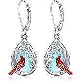 Talonior Cardinal Earrings for Women Red Cardinal Earrings Dangle Sterling Silver Bird Cardinals Jewelry Memorial Mothers Day Gifts