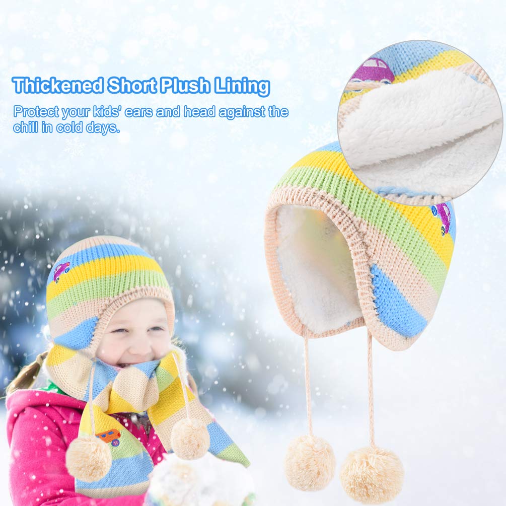 VBIGER Kids Winter Hat Scarf Gloves Knitted Set Aged 1-5