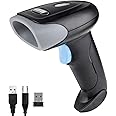 JIAN BOLAND Wireless Barcode Scanner 1D QR Scanner Wireless Handheld Laser Bar Code Reader 3-in-1 with Bluetooth & 2.4G Wireless & USB Wired Works with iPad, Android Phone, iPhone, Laptop-U26