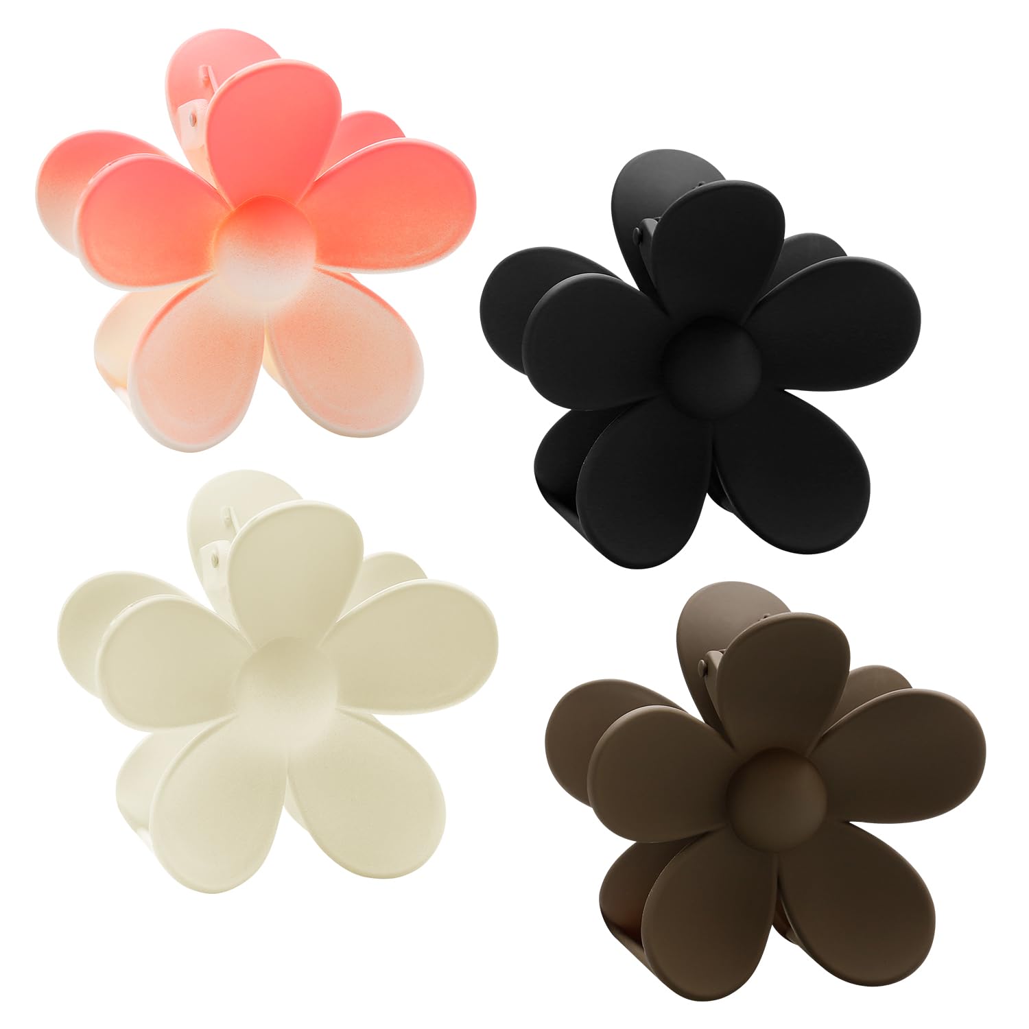 Luckious 4 Non-slip Cute Hair Clips,Flower Ladies Jewelry,Matte Thick Hair Fixer,Candy Color Non-Slip Grab Clips,Banquet Party,Daily Hair Decoration.