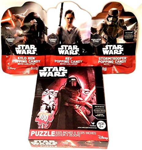 Disney Star Wars Lovers Easter Basket Filler! Bundle Includes 1 100 Piece Jigsaw Kylo Ren Puzzle and 1 3 Pack of Star Wars Popping Candy with Lollipop (1.58oz Total).