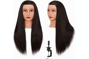 Hairginkgo Mannequin Head 26"-28" Synthetic Fiber Training Head Braiding Head Hair Styling Manikin Cosmetology Doll Head Hairdresser Training Model for Cutting Braiding Practice with Clamp 92022LB0220