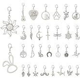 Hobbspring 60pcs Clip on Charms with Lobster Clasps 30 Styles Assorted Antique Silver Charms Pendants Mixed Styles Alloy Dangle Pendants Jewelry Accessories for DIY Necklace Crafts