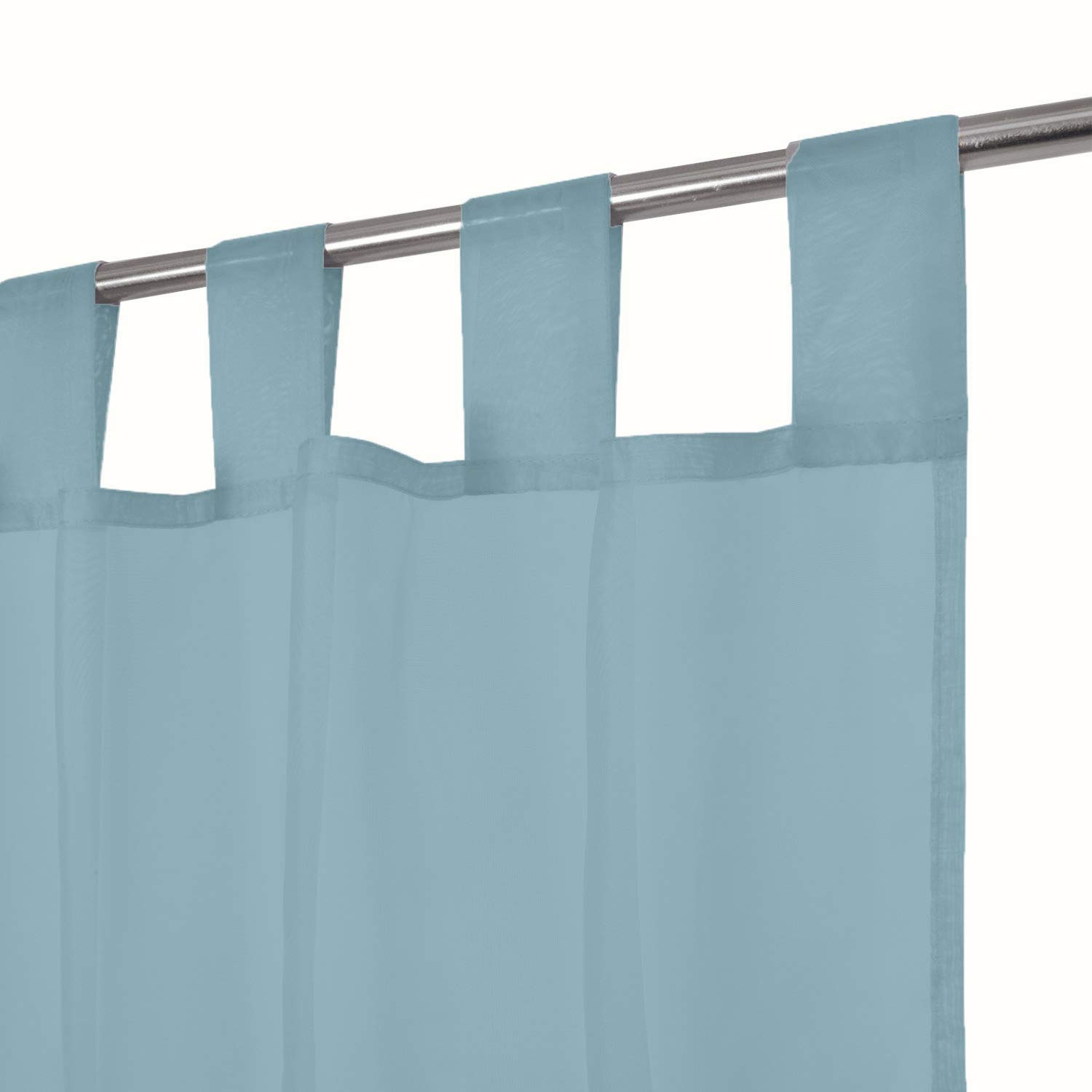 Megachest lucy Woven Voile Tab Top Curtain 2 Panels with ties (28 colors) (ocean, 56" wideX108 drop(W142cmXH274cm))