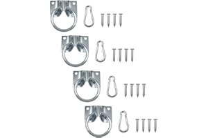 Nahntaipy Horse Tie Ring, Horse Cross Ties Set of 4 with Spring Snap Hook Carabiners, for Horse Stall Guards Blocker Hitching Barn Supplies 2 inch