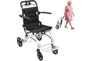 ilkqeppe Transport Wheelchair Lightweight Foldable(18lbs), Wheel Chairs for Seniors Adults, Carbon Steel Folding Wheel Chair 