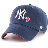 47 Brand MLB New York Yankees Navy Red Unisex Heart Icon Clean Up Adjustable Baseball Cap Dad Hat Adult One Size Fits All
