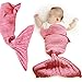Funwill Mermaid Tail Blanket Knit Crochet for Baby Swaddling Sleeping Bag , for Baby Photo Photography (Pink) 35.4inx19.6in