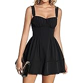 KUTUMAI Lace Corset Mini Dress Floral Flowy A Line Smocked Short Graduation Dresses for Women 2026 Summer