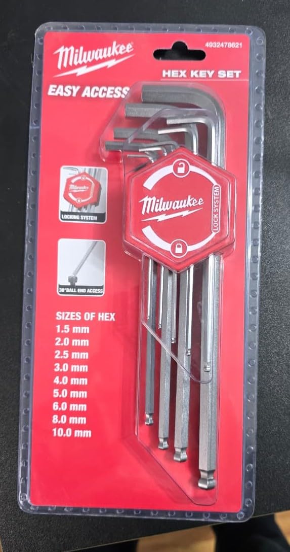 Milwaukee Allen Key Set 1.5 mm - 10 mm 9-Piece Metric, Black