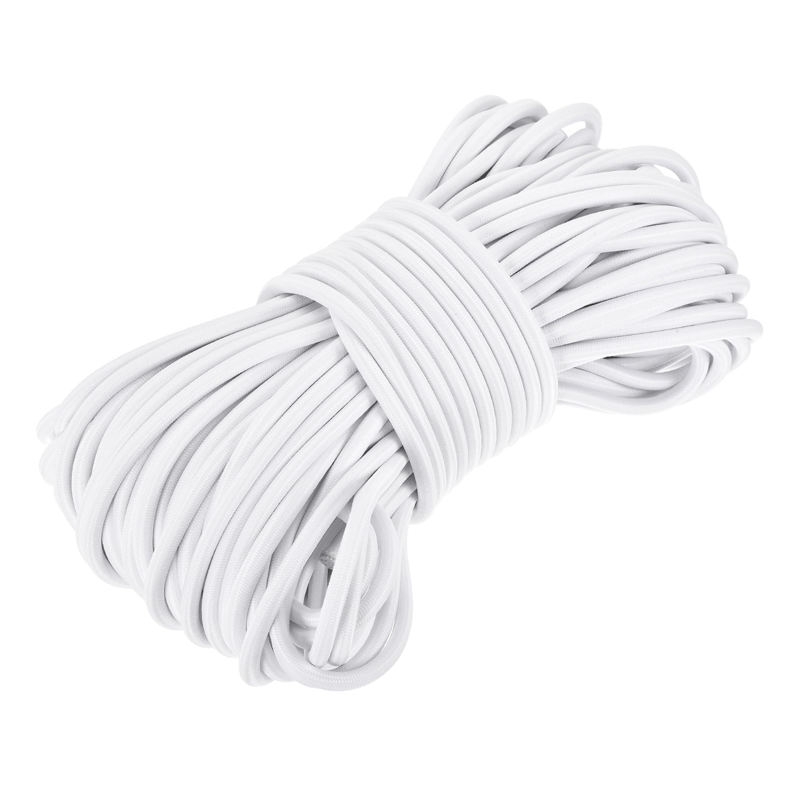 DMiotech 6mm Shock Cord, 30 M White Bungee Cord Tent Pole Shock Cord Round Elastic Kayak Rope Stretch String Marine Grade Heavy Polyester for DIY Projects Tie Downs