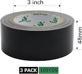 BOMEI PACK Black Duct Tape 3 Rolls 48mm x 32m Reinforced Cloth Water Resistant view 3