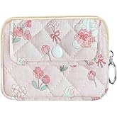Modacarry Cotton Quilted Floral Coin Pouch with Cute Prints Zipper for Women Girls (PLAID RABBIT)
