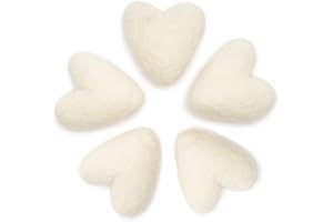 Glaciart One Felted Hearts - 2.4” (5 Pcs) - Needle Felting - Needle Felting & Essential Oils Ready - Handmade in Nepal Using 100% Natural New Zealand Wool, for Art Projects & Valentines Decor