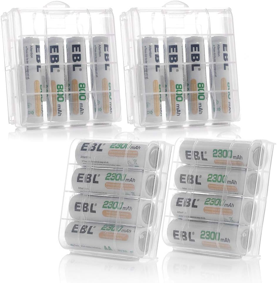 EBL 16 Sets AA AAA Batteries Combo with 8PCS AA 2300mAh & 8-Pack AAA 800mAh Rechargeable Batteries: Electronics