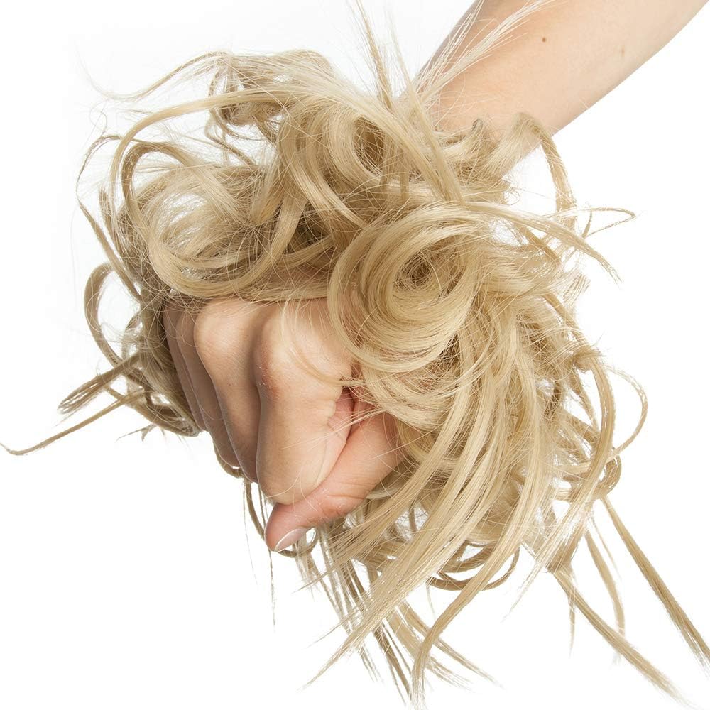 New Tousled Synthetic Hairpiece Scrunchies Elastic Updo Scrunchy Bun Instant Ponytail Messy Wig Hair Donut - Ash Blonde - Image 4