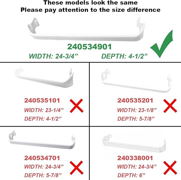[UPGRADE] 2PCS 240534901 REFRIGERATOR DOOR SHELF BAR RAIL, FIT FOR FRIGIDAIRE KENMORE, REPLACE 948954, AP3214630, PS734935, EAP734935 DOOR SHELF RETAINER BAR