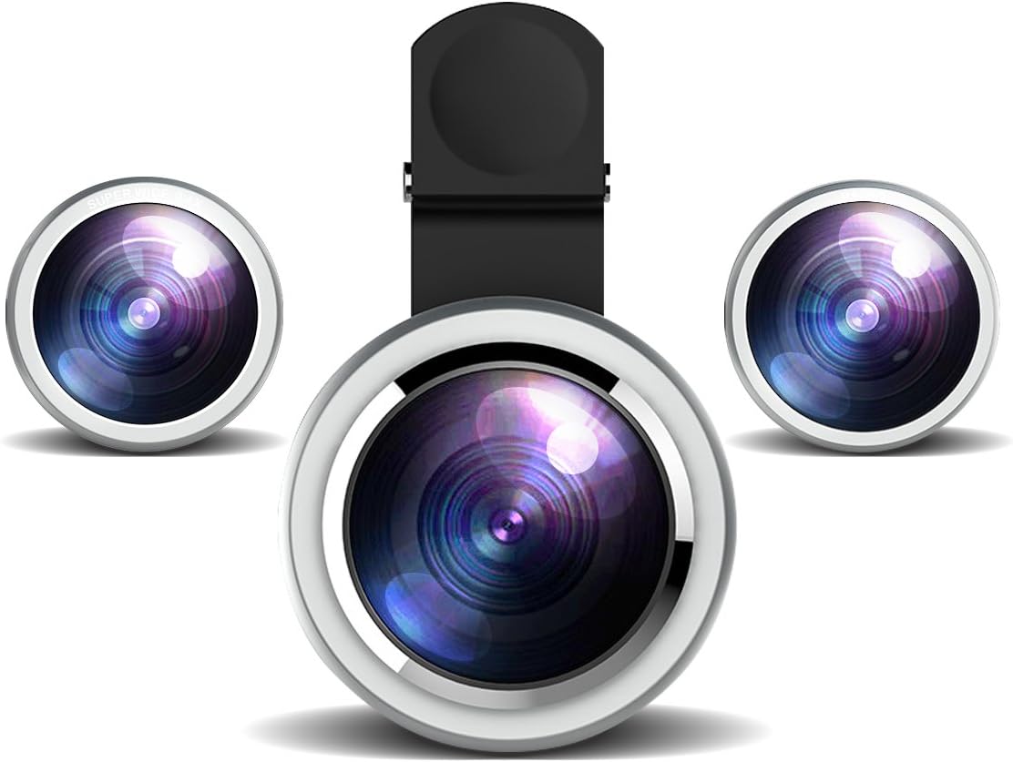 Vinsic Camera Lens, 3 in 1 Fisheye Lens Plus Macro Lens Plus Wide Angle Lens, Clip on Cell Phone Lens Camera Lens Kits for iPhone 6s, 6, 5s, Galaxy & Most Smartphones (Silver)