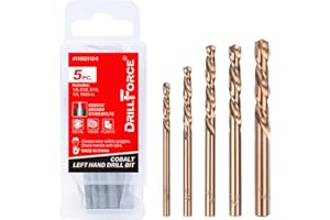 VALYRIANTOOL 5PCS M35 Cobalt Left Hand Drill Bits Set for Removing Broken Stubs, Bolts and Screws, Reverse Twist Drill Bits, 1/8", 5/32", 3/16", 1/4", 19/64"