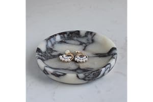 Nawgnail Natural Travertine Marble Jewelry Dish 5.5", Trinket Dish for Ring Earring, Gift for Woman Daugther(Calacatta Viola)