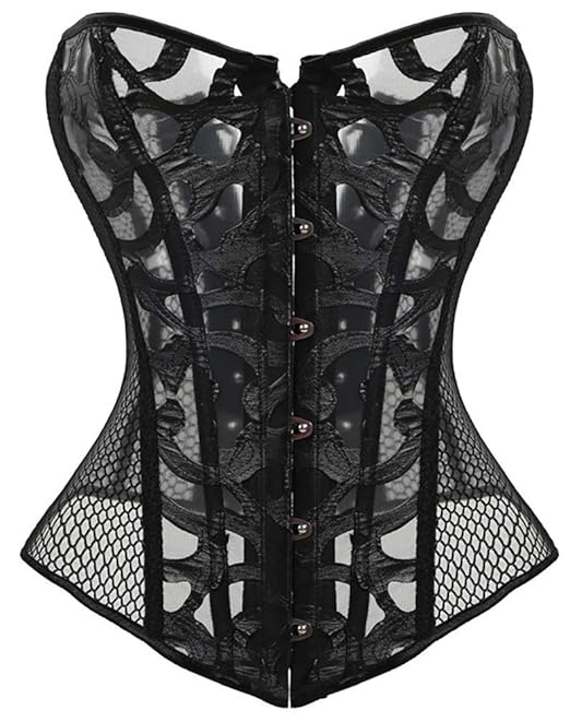 Women's Strapless Lace Hollow Mesh Push Up Bustier Corset Lingerie