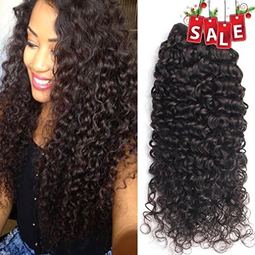 Buself Virgin Brazilian Curly Hair Weave 3 Bundles 8A Unprocessed Remy Human Hair Weave Extensions Natural Black Hair Color (20 22 24)