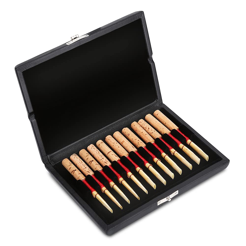 TOPINCN Oboe Reed Case, Wooden & PU Leather, Black, Compact, 10/12/20pcs (12 sticks), C Instrument